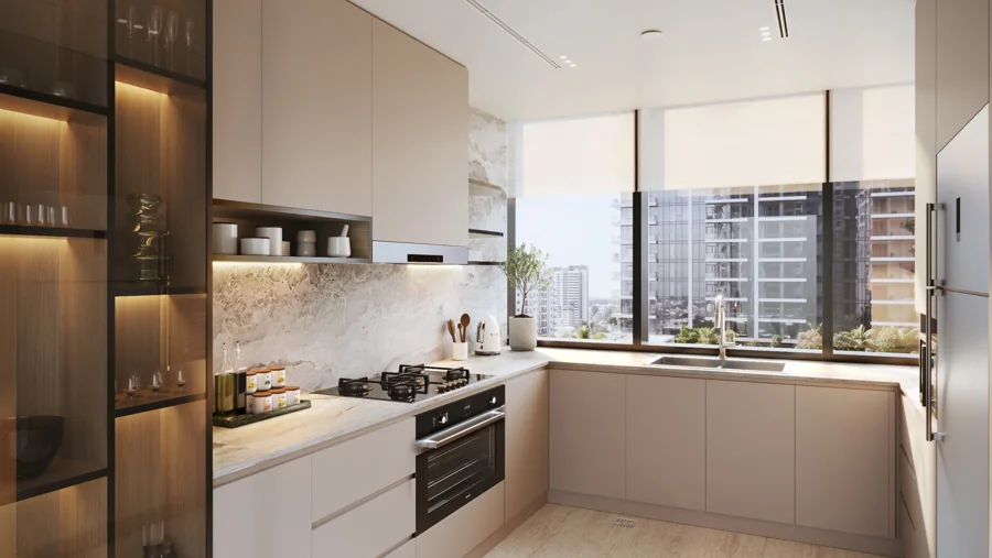Illustrative Avenue Park Towers II kitchen render